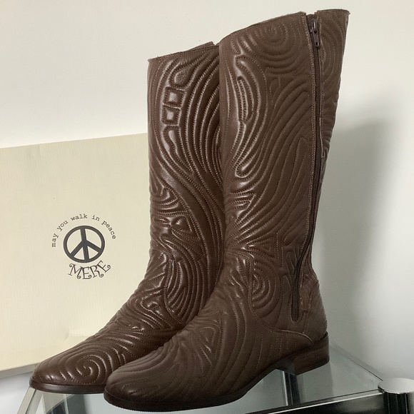 MERE Women's Brown Leather Boots, Size: 8M, Made in Brazil - Picture 2 of 15
